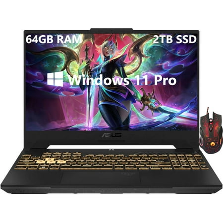 ASUS TUF Gaming F15 Gaming Laptop, 15.6” FHD 144Hz Display, Intel Core i5-12500H, ‎NVIDIA GeForce RTX 3050, 64GB RAM, 2TB SSD, Wi-Fi 6, Backlit Keyboard, Windows 11 Pro