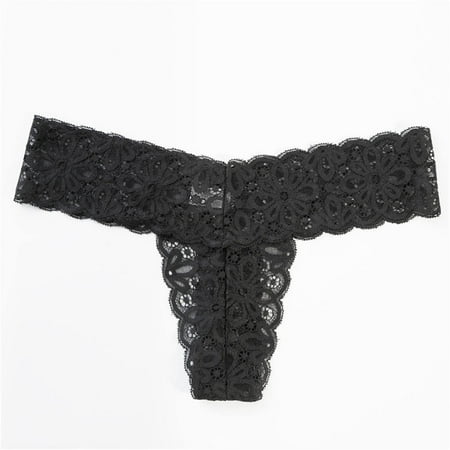 DondPO Womens Underwear Panties for Women Women s Stretch Bikini G-String Panty Lace Trim 5 Colors Comfy Sexy Underwear Lingerie for Women Seamless Underwear Cotton Underwear Black M