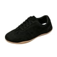 thumbnail image 3 of Domzle Women's Fashion Sneakers Casual Walking Shoes Lace Up Tennis Shoes Low Top, Comfortable, Lightweight, Slip on, Faux Suede, Non-Slip, Work Daily Black, 3 of 8