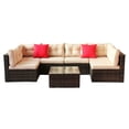 thumbnail image 4 of Patio Furniture Set Pe Rattan Sectional Garden Furniture Corner Sofa Set (7 Pieces, Shallow Browncushion), 4 of 9