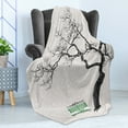 thumbnail image 4 of Tree Soft Flannel Fleece Throw Blanket, Dramatic Winter Scenery Retro Bench and Lonely Plant in a Cold Day, Cozy Plush for Indoor and Outdoor Use, 60" x 80", Charcoal Grey Sea Green, by Ambesonne, 4 of 5