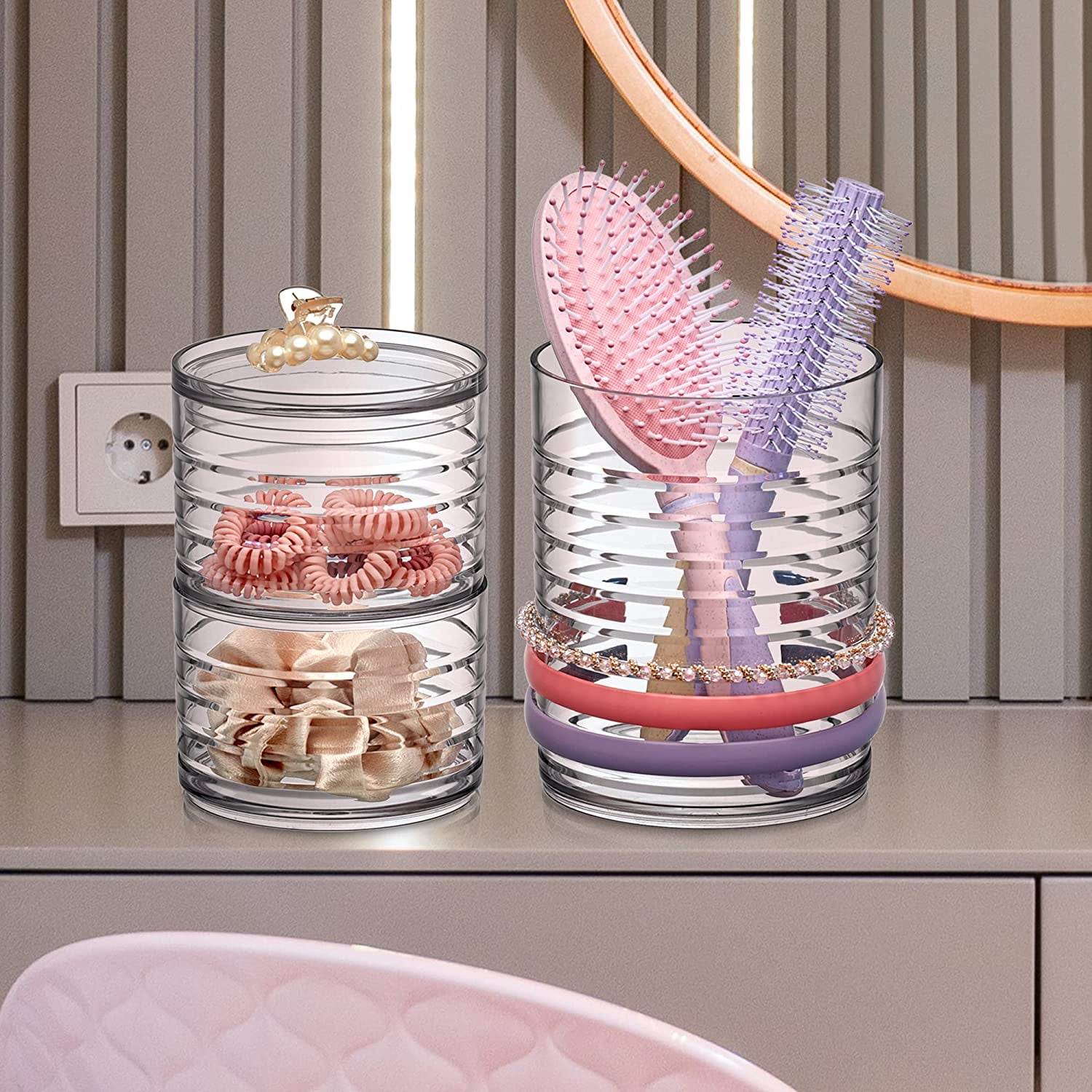 Amazing Abby - Intrigue - Organizer Per Fascia In Acrilico Portaspazzole In Plastica Contenitore Impilabile Per Accessori Per Capelli E Prodott~p118407906
