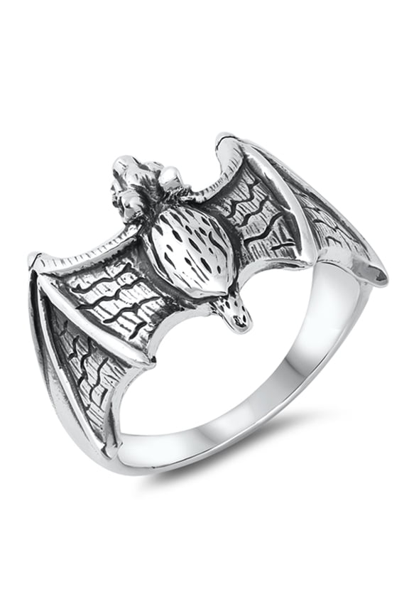 Ornate Realistic Bat Wing Ring .925 Sterling Silver Band Jewelry Female Male Unisex Size 9