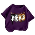 thumbnail image 4 of WhouRiu Toddler Girls Tshirt Cartoon Cat Prints Short Sleeve Loose Tee Shirt Kids Comfy Breathable T Shirts Purple,Sized 2-4, 4 of 4