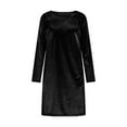 thumbnail image 5 of Meichang Womens Velvet Dress Fall Winter Long Sleeve Crew Neck Wedding Guest Dresses Formal Cocktail Party Mini Dress Vintage Velour Mother of The Bride Dresses, 5 of 9