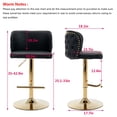 thumbnail image 6 of HomePerch Set of 2 Faux Leather Swivel Bar Stools with Adjustable Height, Wingback Tufted Backrest, and Gold Metal Legs for Kitchen Island or Dining Room, 6 of 9