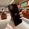 thumbnail image 3 of Phone Cases for iPhone 11 6.1" Cute Cases Plating Love Heart Side Print Design Luxury Screen Camera Protection Anti-Fall Shockproof Soft TPU Bumper Electroplated Silicone Cover, 3 of 6