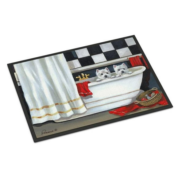 Carolines Treasures PPP3281JMAT 24 x 36 in. Westie Pour Le Bain Bathtime Indoor or Outdoor Mat