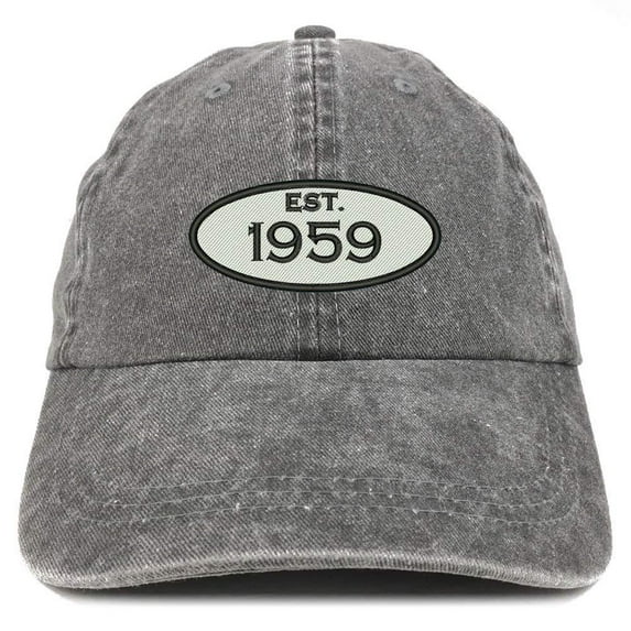 Trendy Apparel Shop Established 1959 Embroidered 59th Birthday Gift Pigment Dyed Washed Cotton Cap - Red
