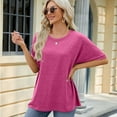 thumbnail image 5 of FJUCHAI Women T-Shirts Casual Tops Short Sleeve Crew Neck Tees Tops Womens Summer Solid Color Basic Loose Tops, 5 of 9
