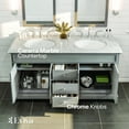 thumbnail image 3 of Eviva Elite Stamford 60" Gray Solid Wood Bathroom Vanity Set with Double OG White Carrara Marble Top & White Undermount Porcelain Sinks, 3 of 7