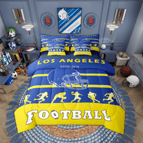 Erosebridal Twin Comforter Set - 7 Pieces Football Bedding Sets Twin Bed in a Bag Sports Bedding with City Name Reversible Football Comforter, Sheets, Pillowcases & Shams(Los Angeles)