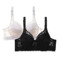 thumbnail image 1 of Levmjia 2PC Womens Bras Front Closure No Underwire Push Up Lace Underwear Comfortable Wireless Bralette Multi Color Options 34B-46D For Daily Wear Sleep Lounge, 1 of 3