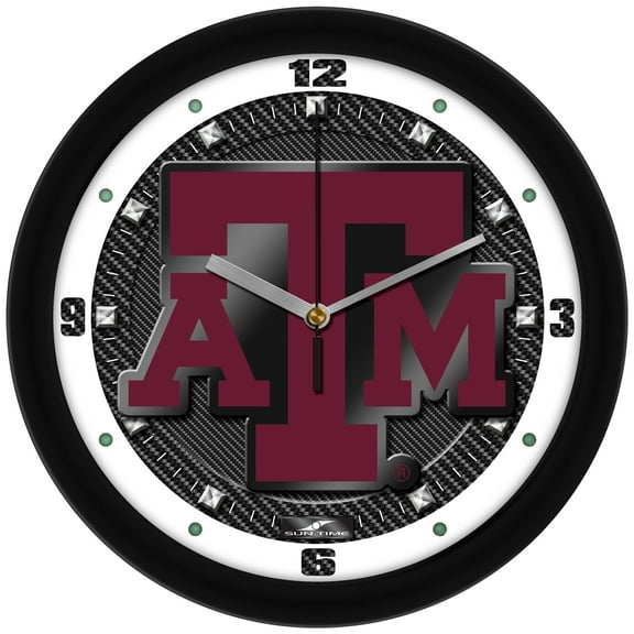 Texas A&M Aggies 11.5'' Suntime Premium Glass Face Carbon Fiber Wall Clock