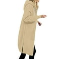 thumbnail image 4 of Busydd Fall Jackets for Women 2025 Solid Color Drawstring Zip Up Hoodie Casual Comfy Long Sleeve Fall Shirts Side Slit Long Trench Coats with Pockets M, 4 of 7