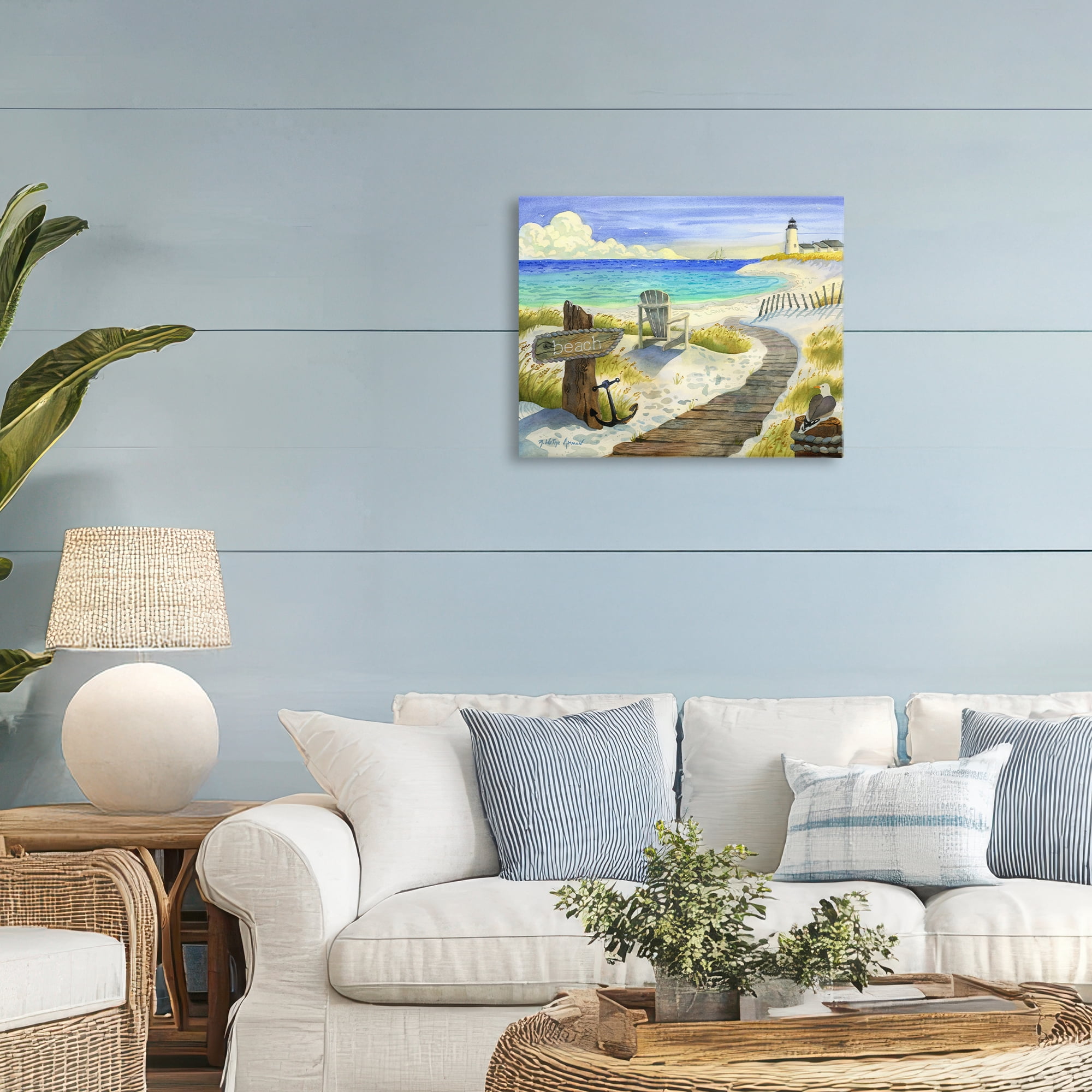 Stupell Industries Boardwalk To The Lighthouse Canvas Wall Art, design by Robin Altman