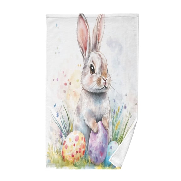 Pure Cotton Face Towel 16x28 Inches Hand Towel Bath Towel Hand Bath Towels Soft Good Water Absorption for Washing Face Wiping Face Easter Watercolor Rabbit