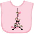 thumbnail image 3 of Inktastic Eiffel Tower in Paris with Flowers and Pink Banner Boys or Girls Baby Bib, 3 of 4