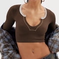 thumbnail image 5 of Blusas sexys para mujer, camisas de manga larga, blusas ajustadas de corte bajo, camisas con escote en V, blusas de otoño, XS-L, 5 of 5