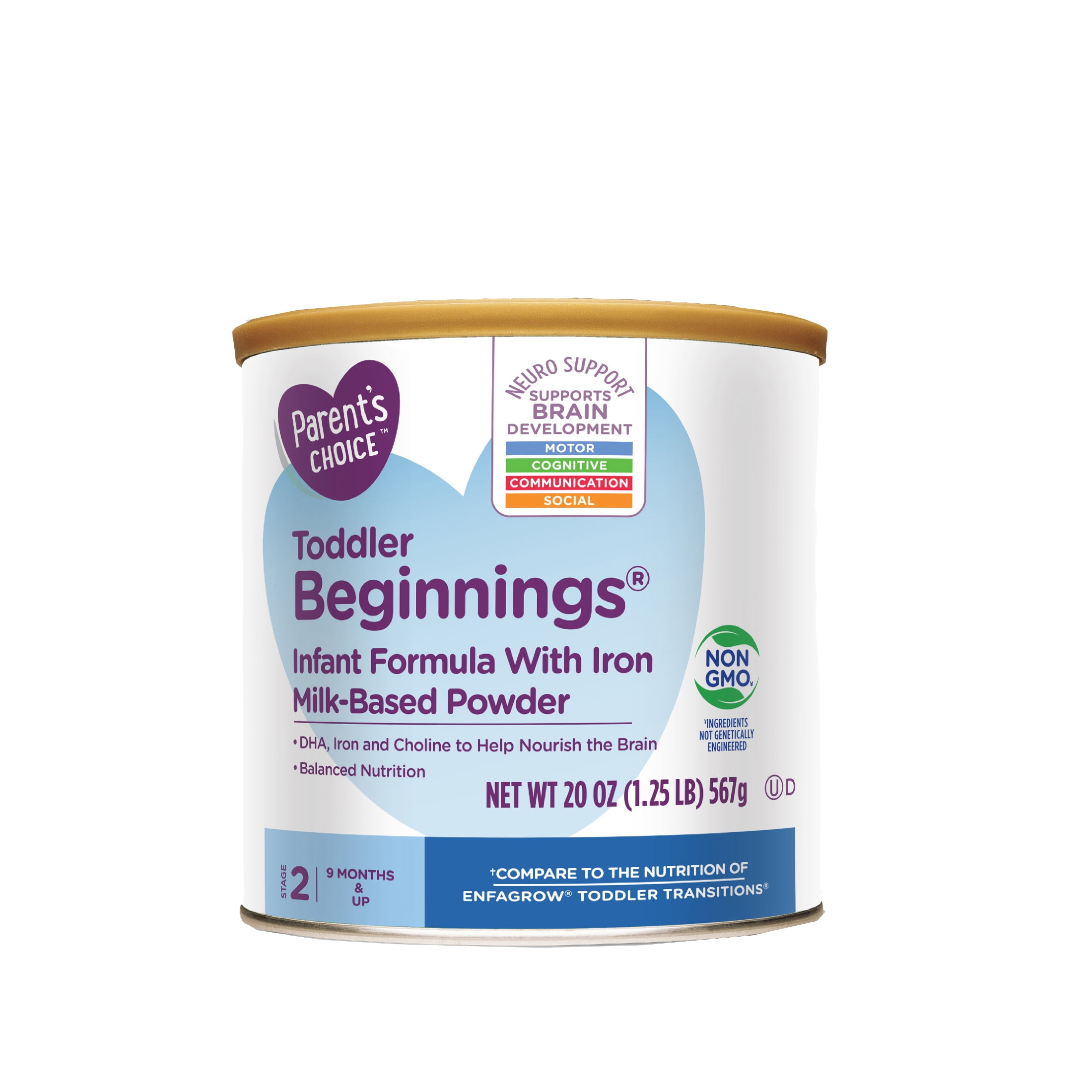 Parent's Choice Toddler Beginnings Non-GMO Baby Formula Powder, 20 oz Canister