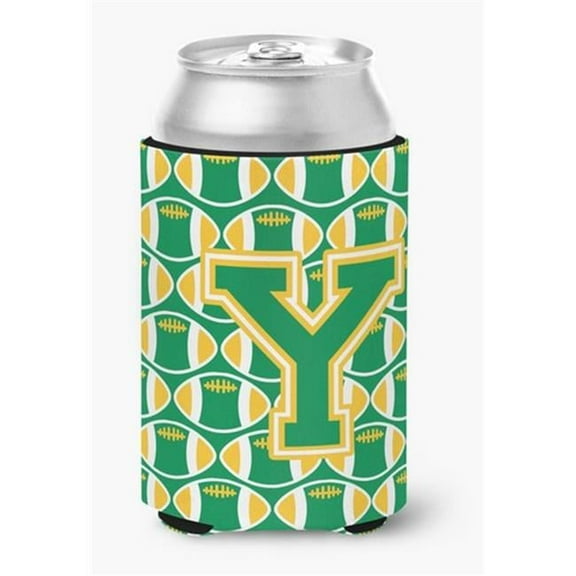 Letter Y Football Green & Gold Can or Bottle Hugger