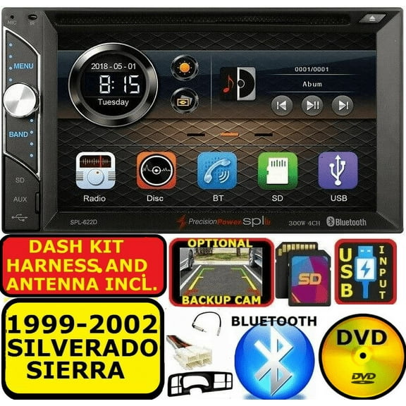 1999-2002 SILVERADO SIERRA CD/DVD BLUETOOTH USB AUX TOUCHSCREEN CAR STEREO RADIO