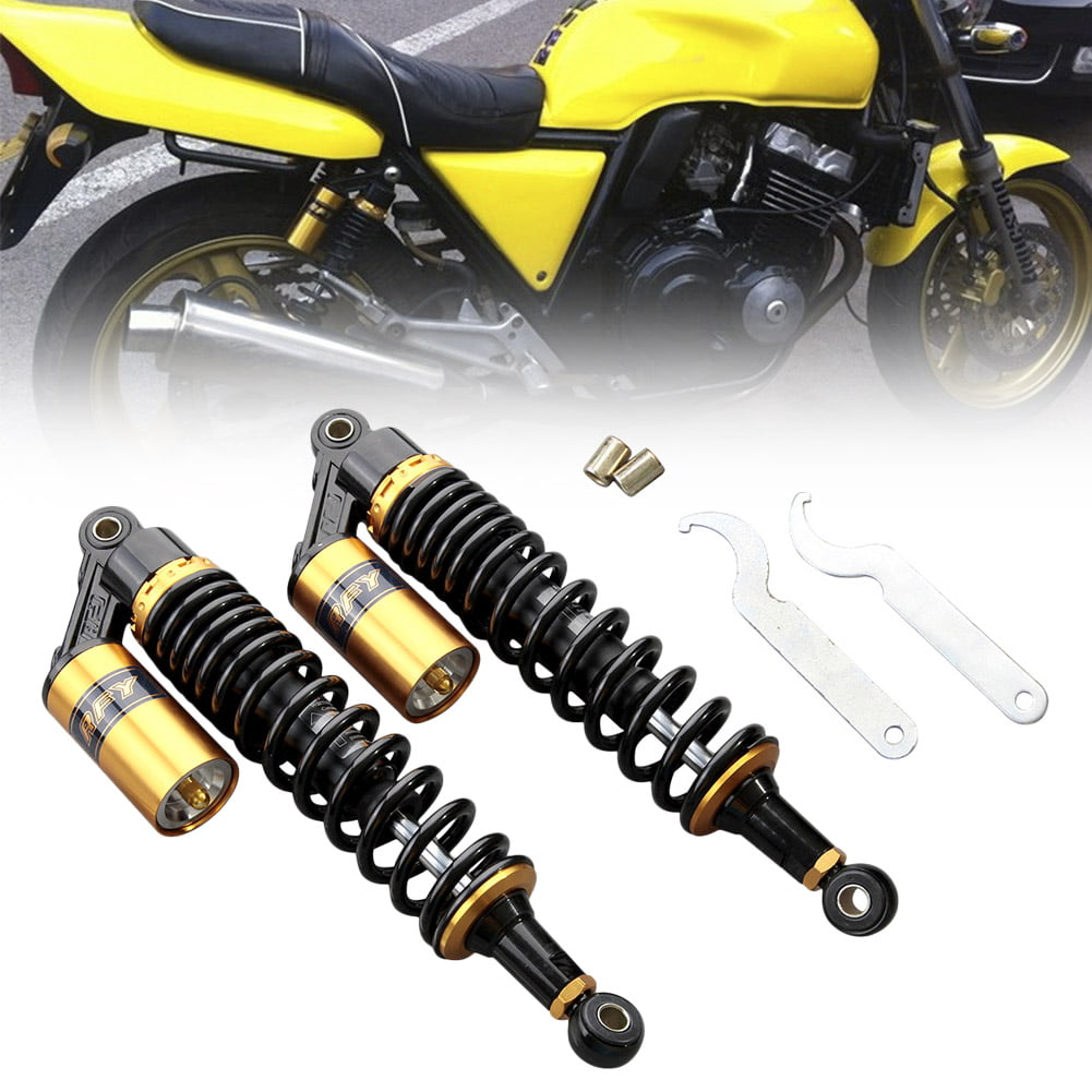Qauick 340mm Motorcycle Air Shock Absorbers Universal Fit for Honda Suzuki Yamaha Kawasaki ATV Go Kart Quad Dirt Sport Bike Black