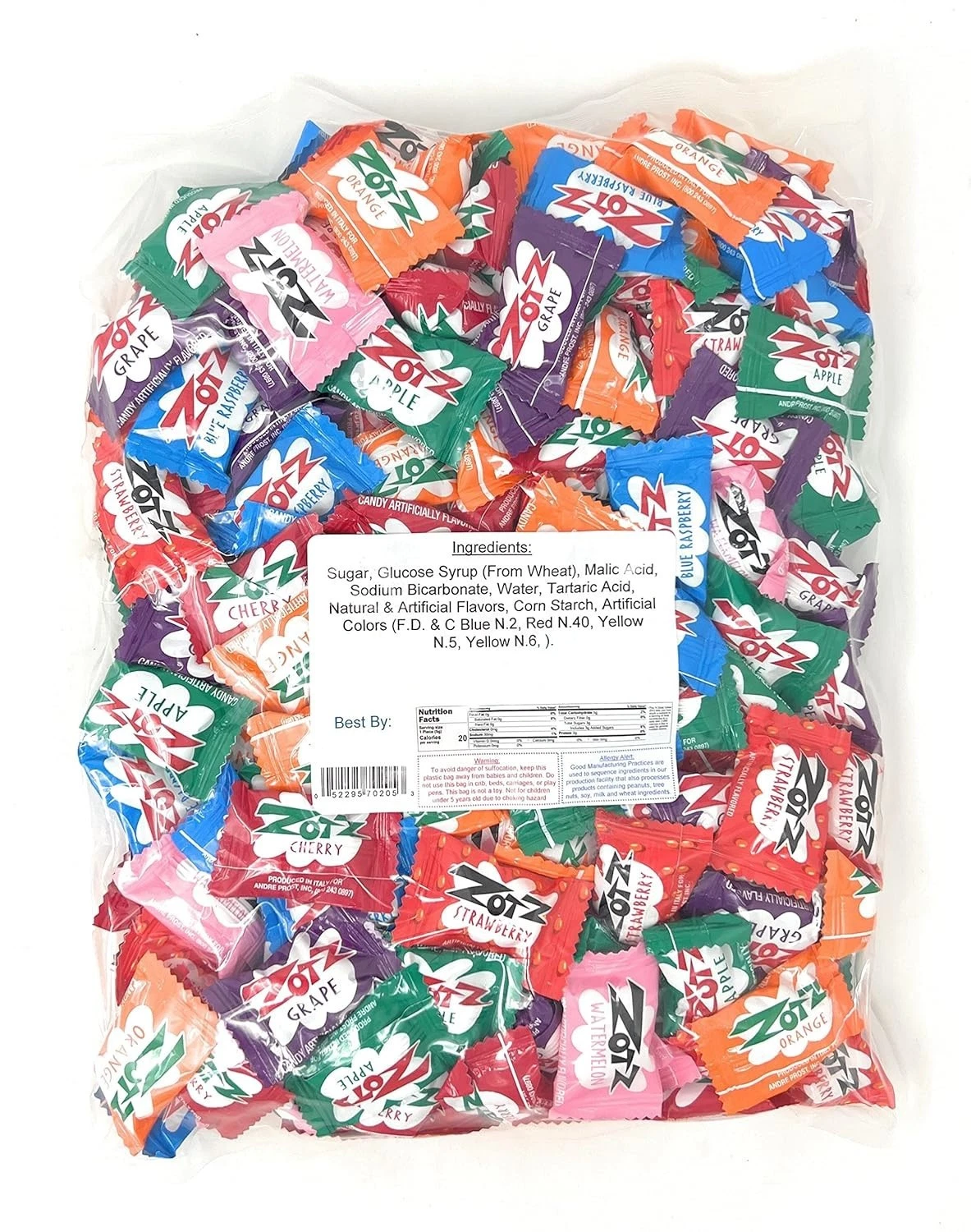 Zotz Assorted Sour Fizzing Candies - 4 Pounds (Two, 2 LB Bags)