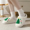 thumbnail image 4 of Xfvqtps Christmas Slippers Fuzzy Slippers for Womens Cute Christmas Tree Fleece Lined Memory Foam Flat Thick Bottom Close Toe Comfortable Non-Slip Warm Winter House Slippers White, 4 of 8