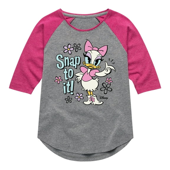 Disney - Daisy Duck - Snap To It - Toddler & Youth Girls Raglan Graphic T-Shirt