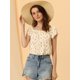 thumbnail image 3 of Top de manga corta con estampado floral de verano para mujer Amarillo XS, 3 of 5