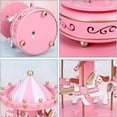 thumbnail image 2 of Carousel music box, pink, 4 horses, Beethoven's Fur Elise, 2 of 5
