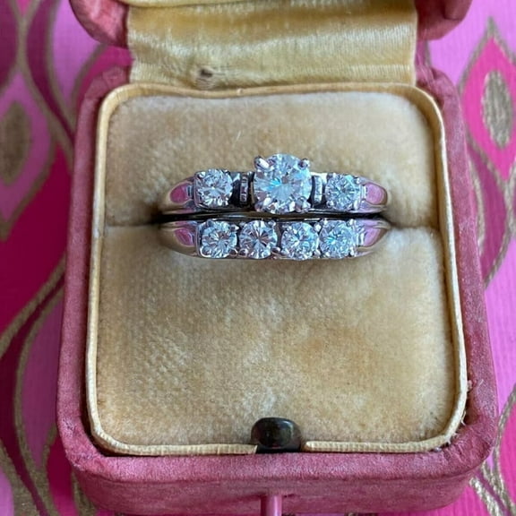 Rag Jewels 3.00 Ctw Round Cut White Diamond Wedding Anniversary Engagement Bridal Set Ring 14K White Gold Plated 925 Sterling Silver 925 Sterling Silver -5.5