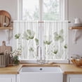 thumbnail image 2 of Sage Green Flowers Kitchen Curtains, Watercolor Retro White Floral Leaves Light Filtering Window Curtain Panels, 2Pcs Rod Pocket Window Treatments Set for Cabin Bathroom Bedroom 52x45 Inches, 2 of 9