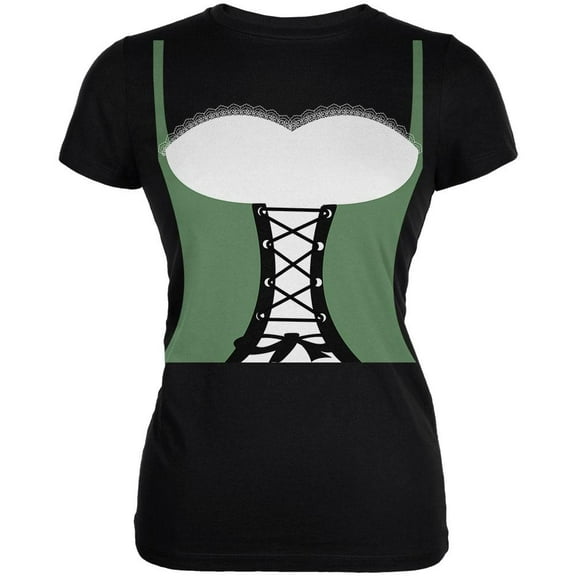 Halloween Medieval Maiden Costume Green Juniors Soft T Shirt Black 2XL