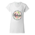 thumbnail image 3 of Floral Nurse Appreciation Pop Culture Women's Standard V-Neck Tee, White, X-Large, 3 of 5