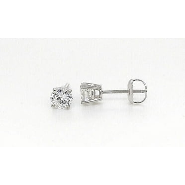14k White Gold 0.50 Ctw Round Cut FL/D Brilliant Diamond Stud Earring 5mm