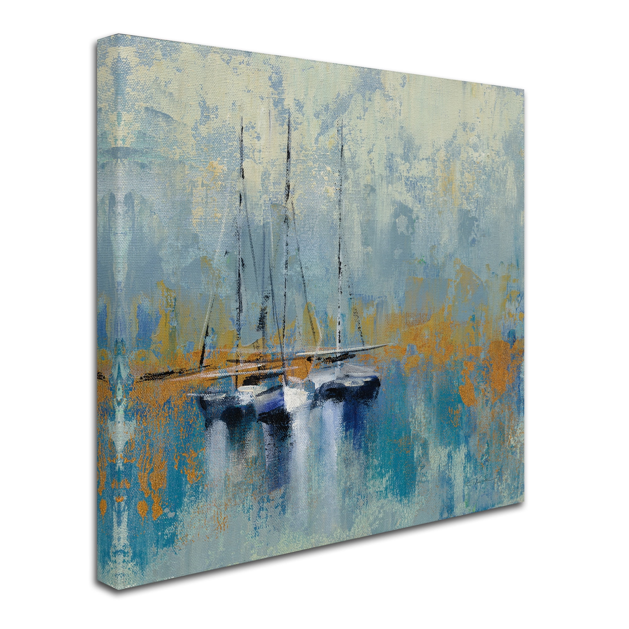 Trademark Fine Art 'Boats in the Harbor III' Canvas Art by Silvia Vassileva