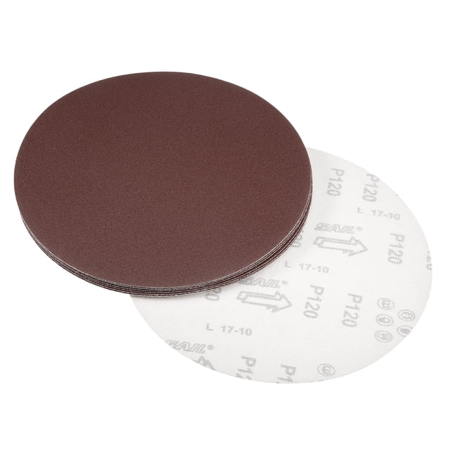 Unique Bargains 9 Inch Sanding Disc 120 Grits Flocking Sandpaper for Sander 10 Pcs