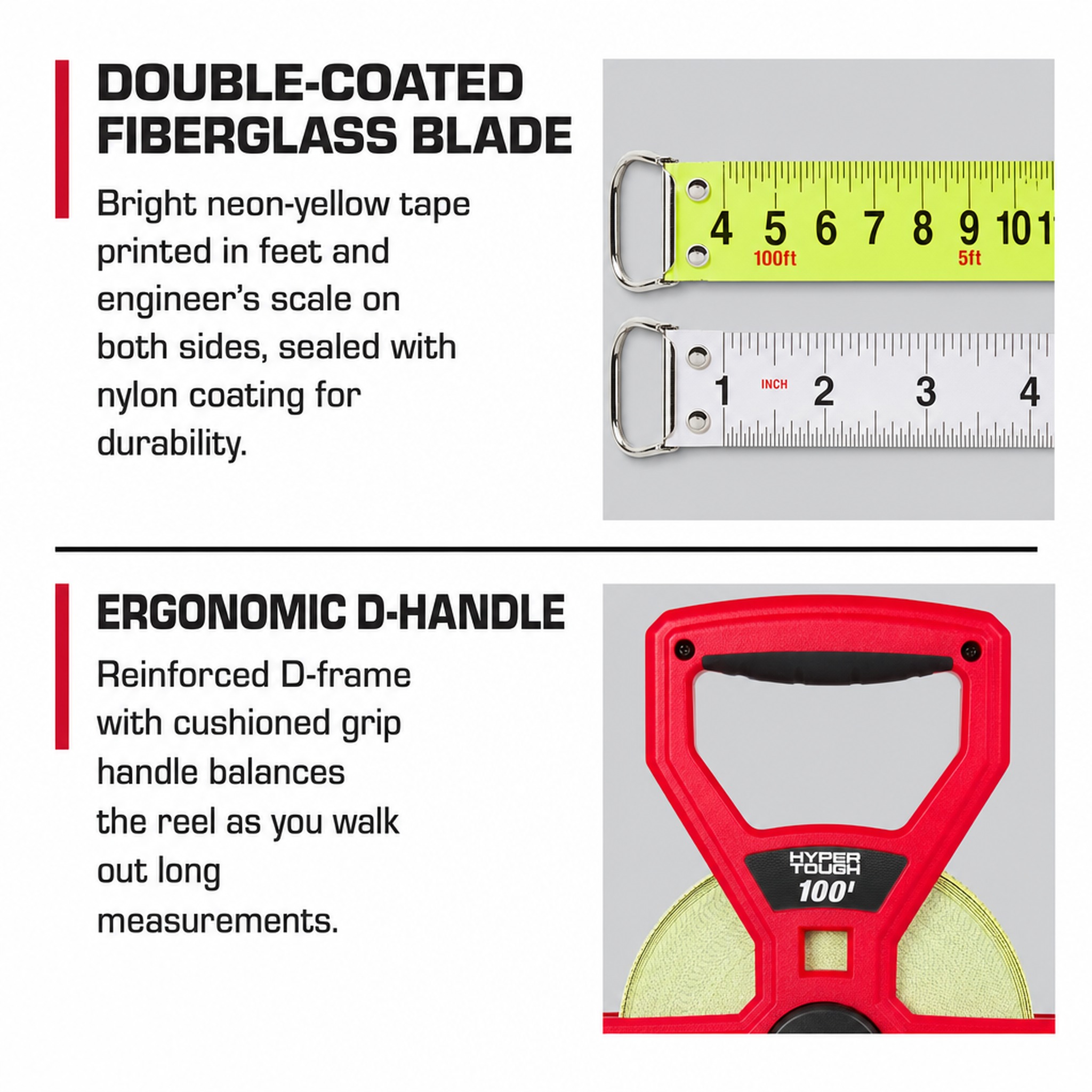 Hyper Tough 100-Foot Fiberglass Tape Measure with Ground Stake photo 5