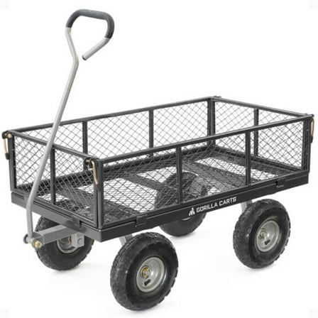 Open Box Gorilla Cart 800 Pound Capacity Steel Mesh Utility Wagon Cart, Black