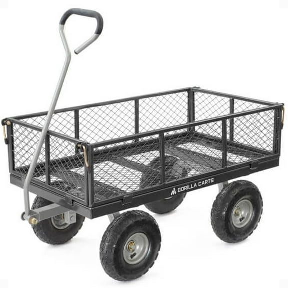 Open Box Gorilla Cart 800 Pound Capacity Steel Mesh Utility Wagon Cart, Black