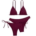thumbnail image 2 of TEVEQ Women 3Pc Bandeau Bikini Set Up Brazilian Swimwear Beachwear Swimsuit Bikiniwear Swim Suits for Women 2025 Bikini Sets for Women Bathing Suit for Women Bikini 2025 New Triangle Bikini Sets, 2 of 9