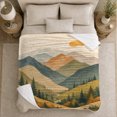 thumbnail image 4 of YShenghong Muted Mountain Ranges With Pines Sun And Winding Road Printed Flannel Blanket, 4 of 7