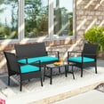 thumbnail image 4 of Costway Ensemble de Mobilier de Terrasse en Osier 8 Pcs Chaises Rembourrées et Causeuse avec Table à Café Jardin, 4 of 7