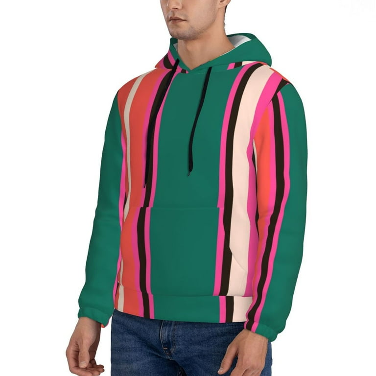 Hoodies for Men Vertical Stripes Long Sleeve Comfrt Men'S
