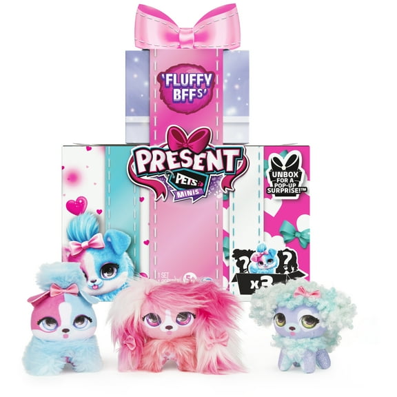 Present Pets Minis 3-Pack Fluffy BFFs, 3-inch Plush Toys