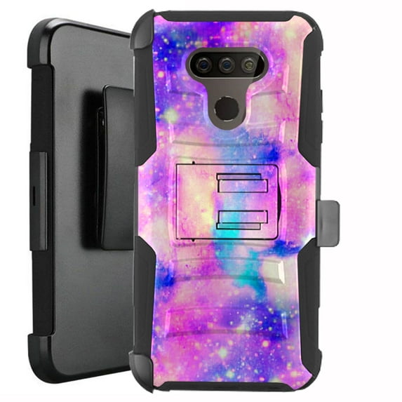 DALUX Hybrid Kickstand Holster Phone Case Compatible with LG Harmony 4 / Premier Pro Plus / Xpression Plus 3 - Unicorn Universe