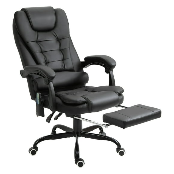 Vinsetto Chaise de Bureau de Massage à Vibration 7 Points avec Roues Pivotantes, Noir