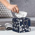 thumbnail image 6 of Tissue Cherry Blossoms on Navy Background Box Cover Holder, Square by Xecao - Leather Decorative Organizer for Tabletop, Bathroom, Car, Office, 6 of 8